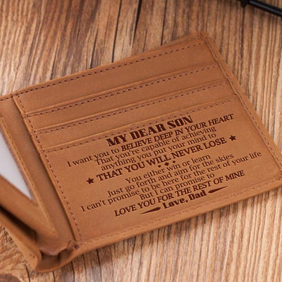 Thin Wallet For Family Laser Inscription Leather Purse Gift