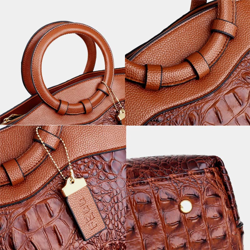 Large Capacity Vintage Embossing Crossbody Bag Top-Handle Bag
