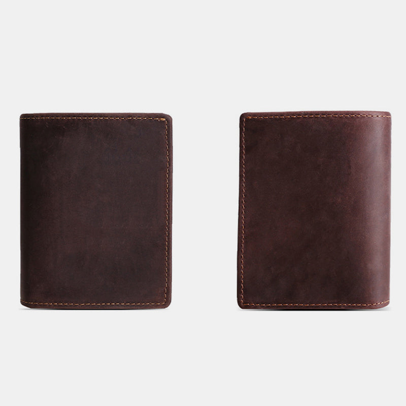 Retro Men's Large Capacity Genuine Leather Bifold Wallet Credit Card Holder