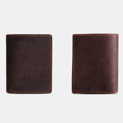 Retro Men's Large Capacity Genuine Leather Bifold Wallet Credit Card Holder