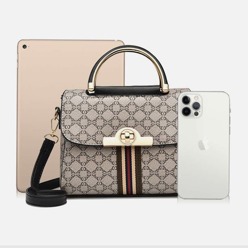 Women Clamshell Buckle Handbag Detachable Strap Retro Crossbody Bag