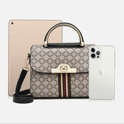 Women Clamshell Buckle Handbag Detachable Strap Retro Crossbody Bag