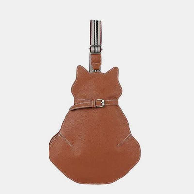 Cute Cat Shaped PU Leather Sling Bag Ladies Crossbody Shoulder Bag