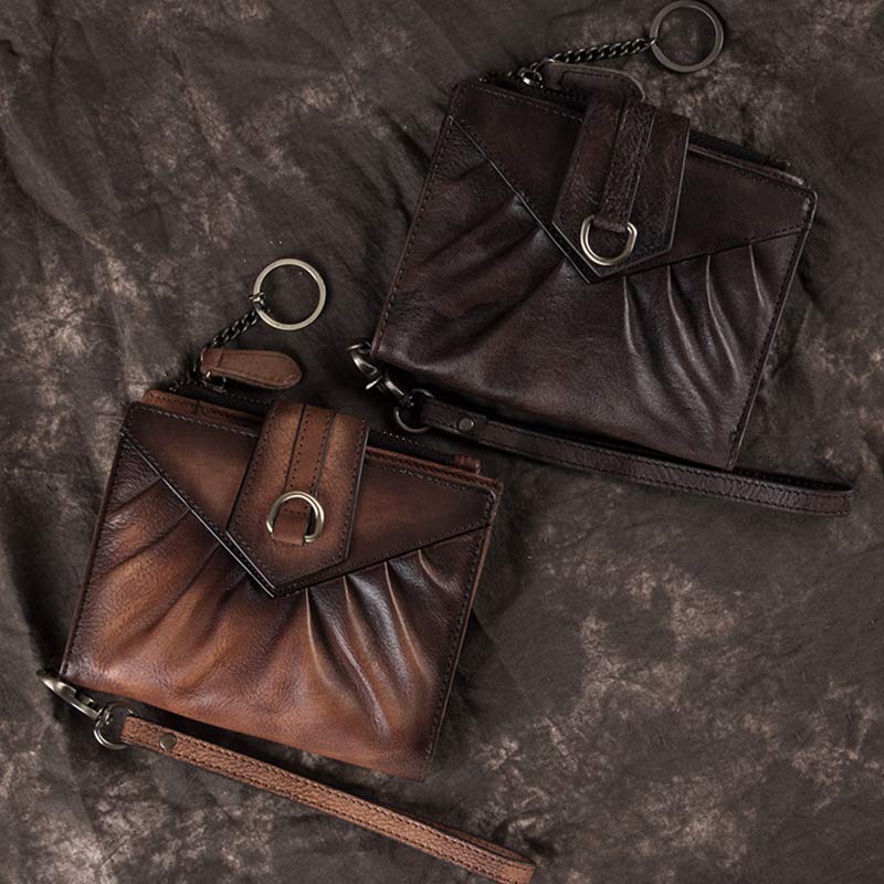 Retro Clutch Wallet for Women Genuine Leather Wristlet Credit Card Holder