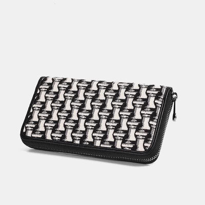 Leather Wallet for Men Zip Around Pattern Print Luxury Wallet Clutch