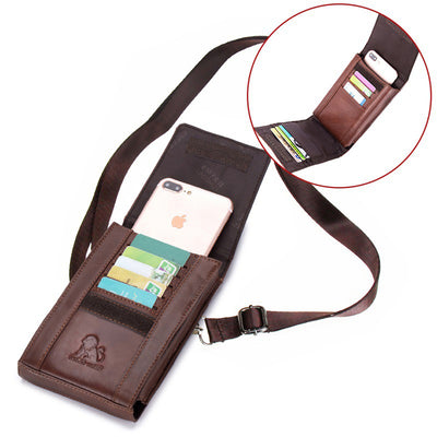 Genuine Leather Wallet Clutch Multi-Slot Waist Bag with Belt Loop Crossbody Strap