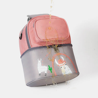Mommy Bag For Women Cartoon Multifunctional Two-Layer Design Outdoor Backpack
