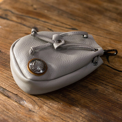Retro Unisex Waist Pouch Small Drawstring Leather Belt Bag