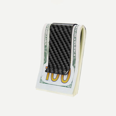 Slim Carbon Fiber Money Clip Minimalist Wallet Business Card Holder