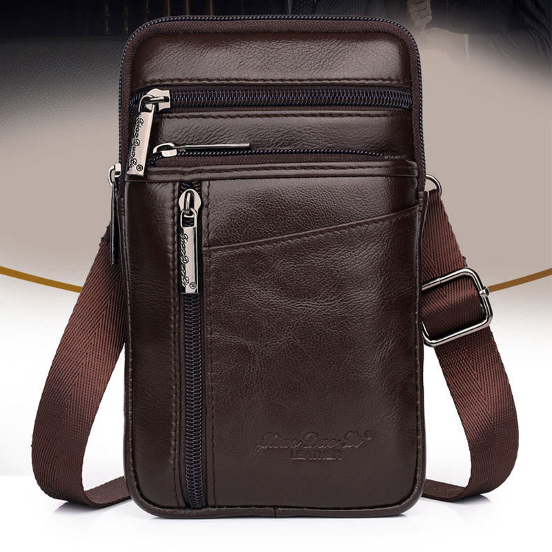 Messenger Bag For Men Mini Ultra Thin Leather Shoulder Bag