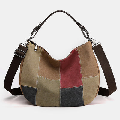 Large Capacity Vintage Stitching Color Dumpling Crossbody Bag