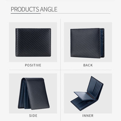 Mens RFID Leather Wallet Multiple Card Slots Short Money Clip