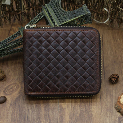 Bifold Genuine Leather Zipper Wallet Gentle Purse For Men Women