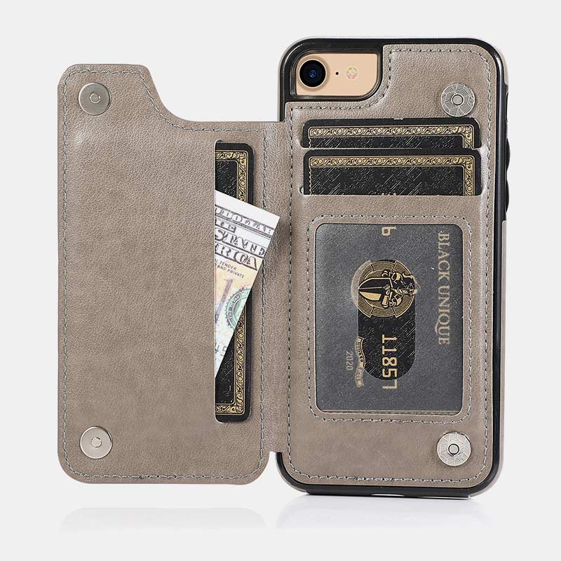 Leather Wallet Phone Case with Card Holder ID Window Compatible with iPhone Samsung