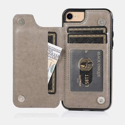 Leather Wallet Phone Case with Card Holder ID Window Compatible with iPhone Samsung