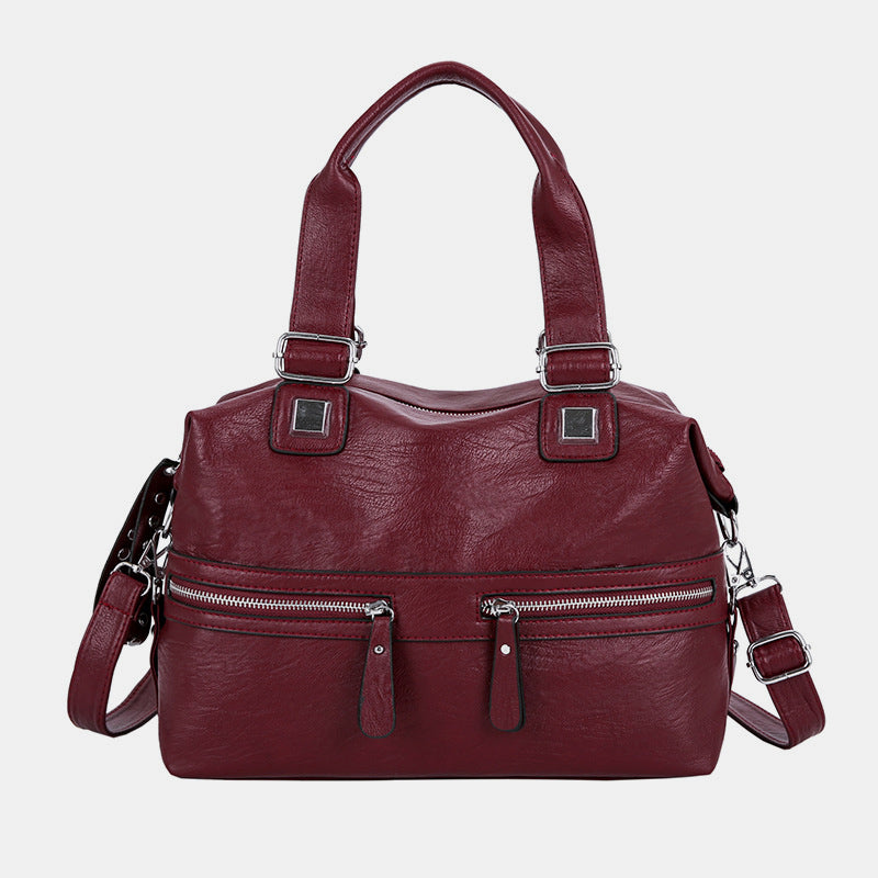 Large Capacity Durable Vintage Soft Leather Tote Bag