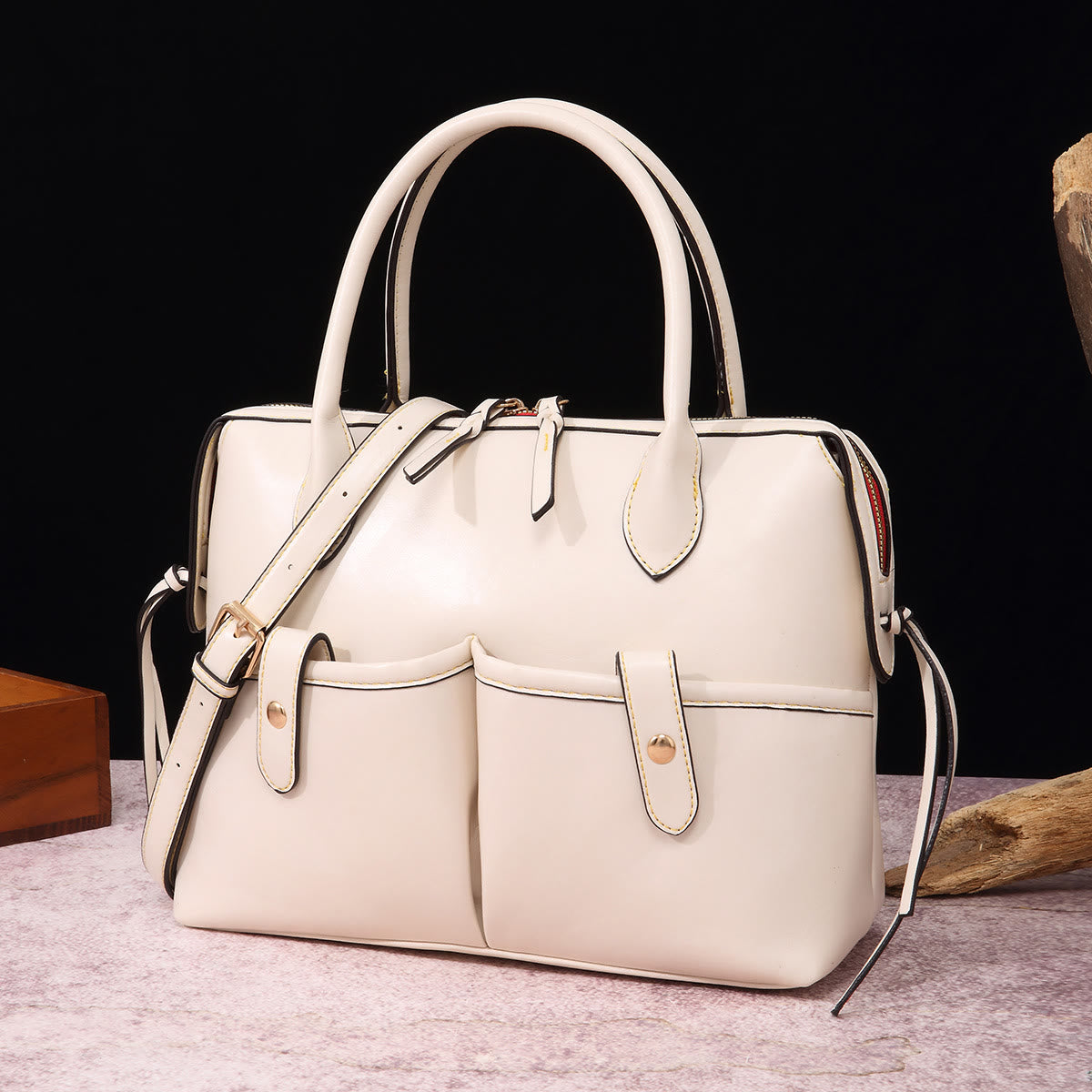 Retro Square Tote For Women Soft Oil Wax Leather Handbag