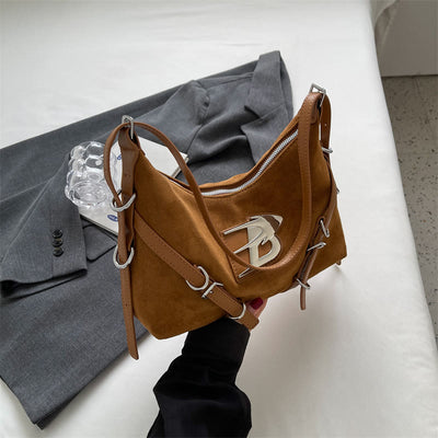 Retro Underarm Bag For Women Adjustable Strap Crossbody Leather Bag