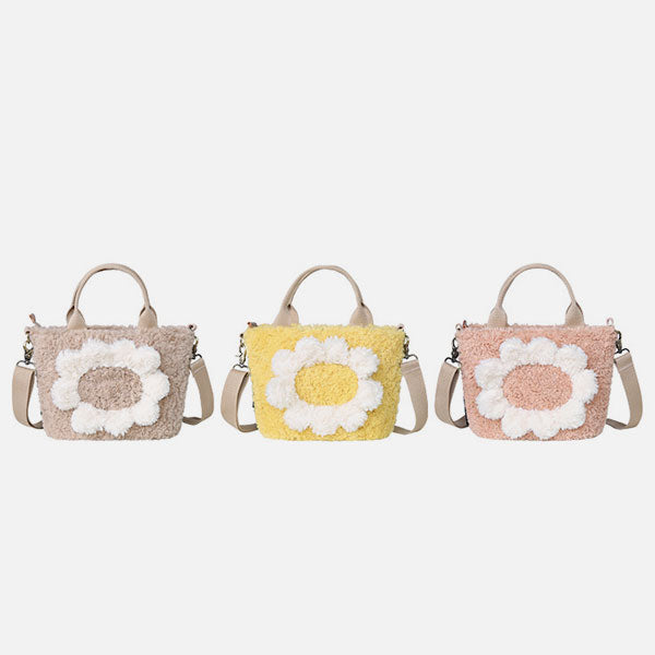 Large Capacity Cute Lamb Hair Tote Crossbody Bag