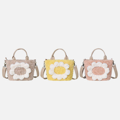 Large Capacity Cute Lamb Hair Tote Crossbody Bag