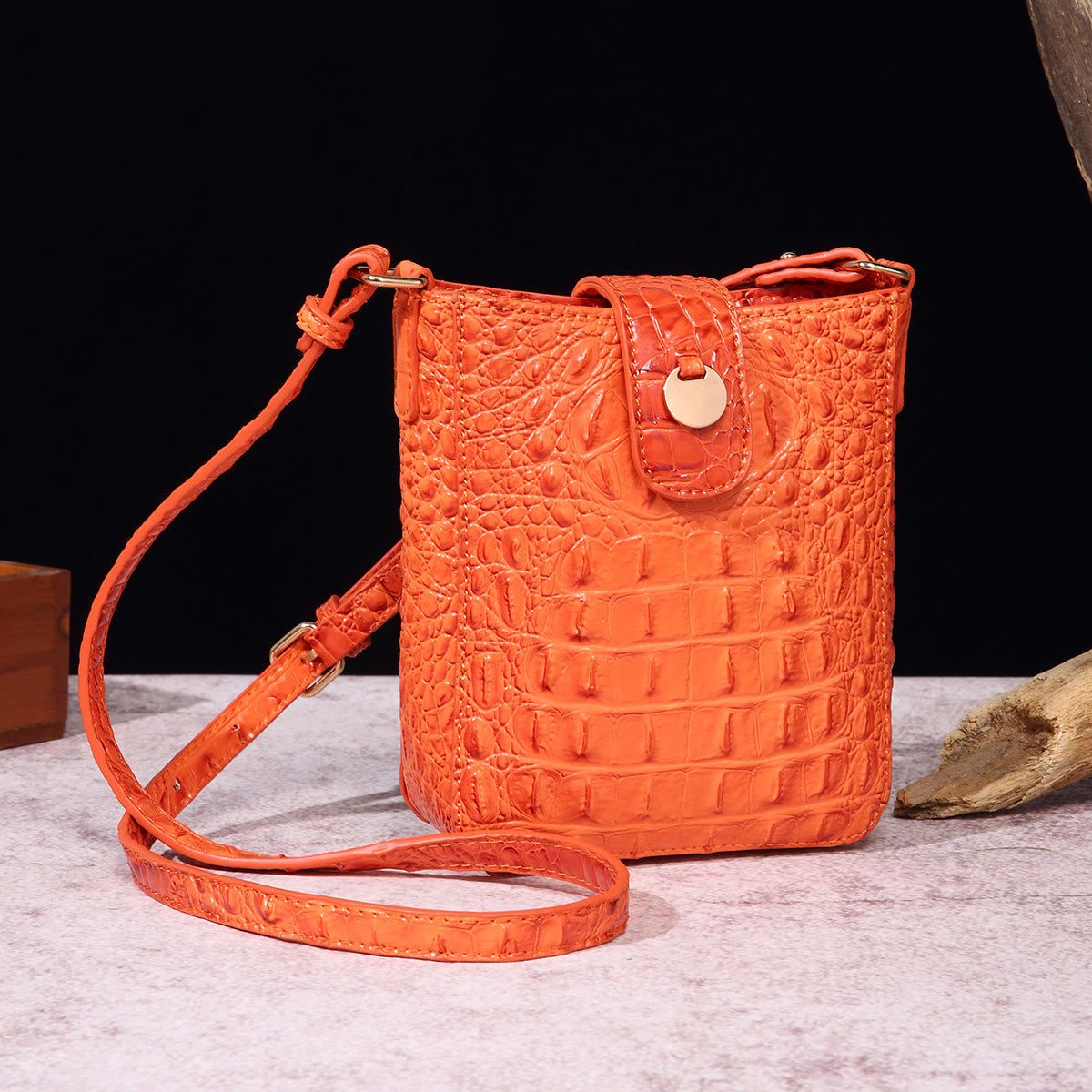 Crossbody Bag For Women Retro Crocodile Pattern Phone Bag