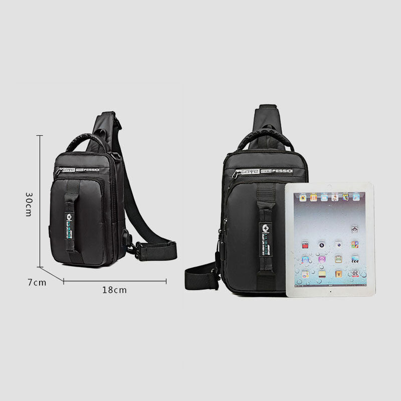 Waterproof Large Capacity Multi-Carry Sling Bag With USB Charging Port