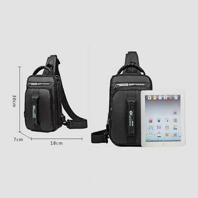 Waterproof Large Capacity Multi-Carry Sling Bag With USB Charging Port