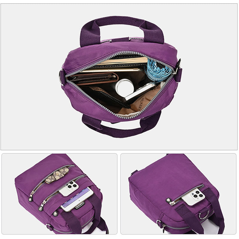 Multiple Use Backpack For Women Waterproof Nylon Portable Shoulder Purse