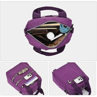 Multiple Use Backpack For Women Waterproof Nylon Portable Shoulder Purse