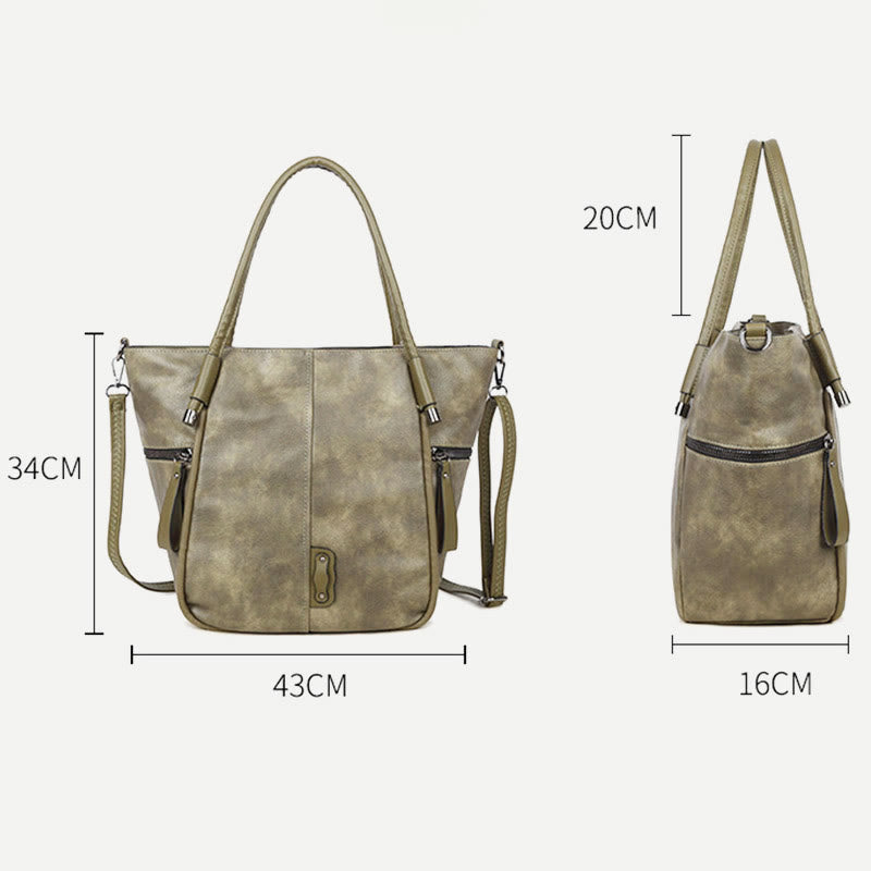 Tote Bag for Women Vintage Large Capacity PU Leather Handbag