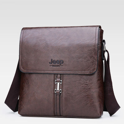 Vintage Leather Messenger Shoulder Crossbody Bag for Men Work Business