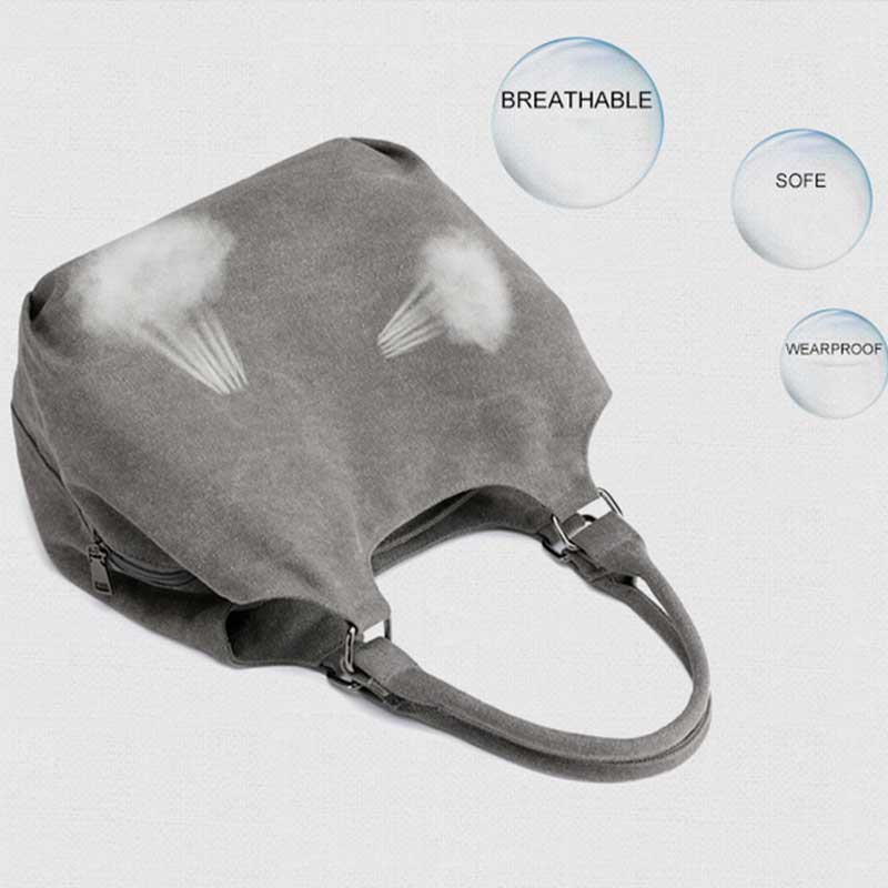 Triple Compartment Canvas Tote Lightweight Functional Hobo Handbag Purse