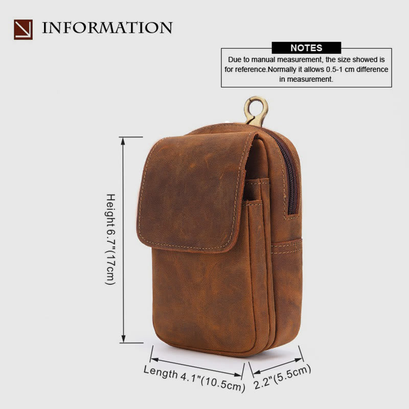 Waist Bag For Men Outdoor Retro Genuine Leather Hanging EDC Pouch