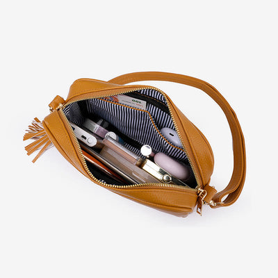 Crossbody Bag For Women Tassel Solid Color Casual Leather Bag