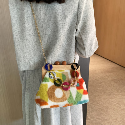 Soft Plush Bag For Women Detachable Chain Crossbody Fur Bag