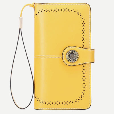 Women RFID Blocking Leather Wallet Multi-slot Credit Card Holder Clutch