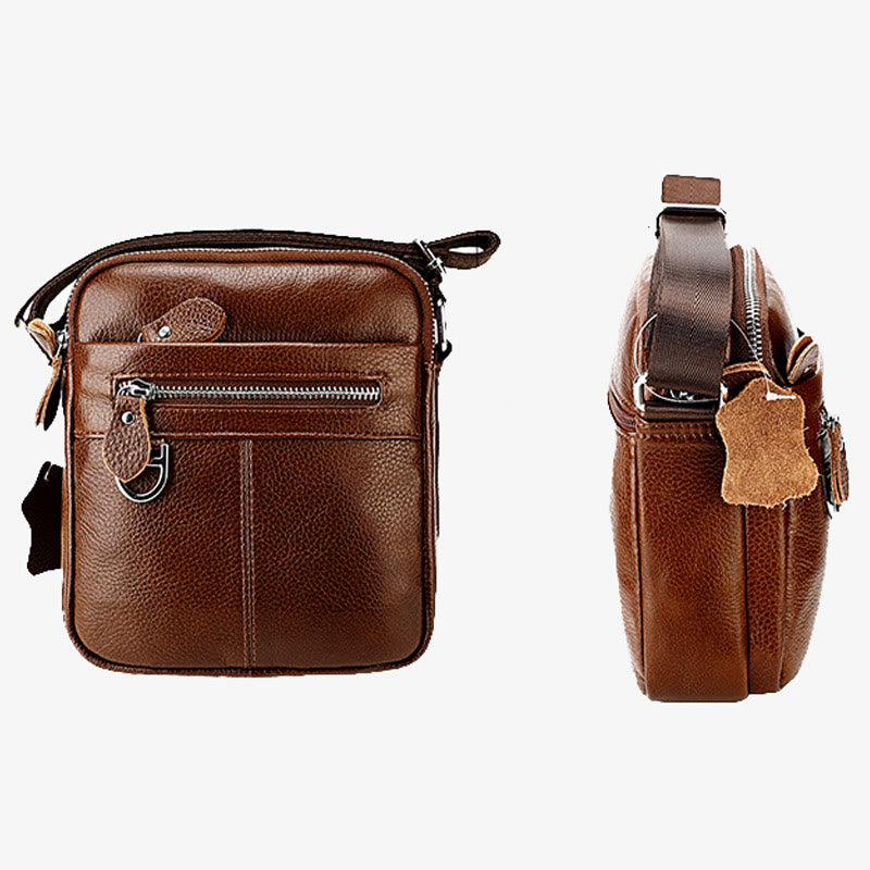 Crossbody Man Purse Minimalist Genuine Leather Single Shoulder Bag