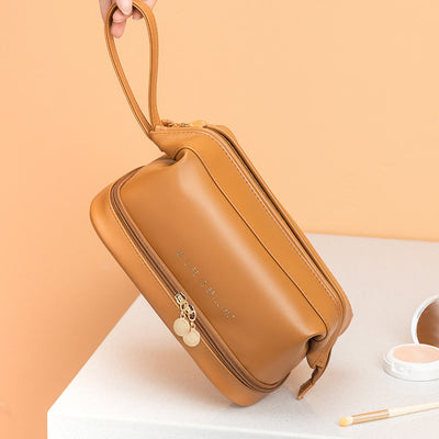 Makeup Bag For Women Travel Portable Leather Storage Toiletry Bag