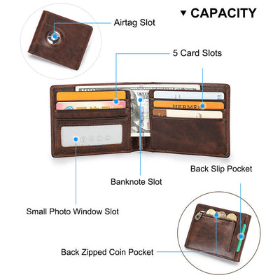 Multi Slot Leather Airtag Wallet