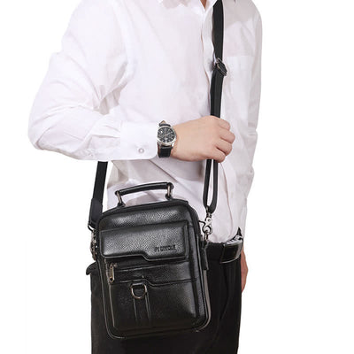 Genuine Leather Crossbody Bag Vintage Messenger Handbag for Men