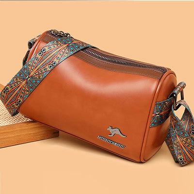 Elegant Vegan Leather Crossbody Bag Classic Solid Color Lady Bag