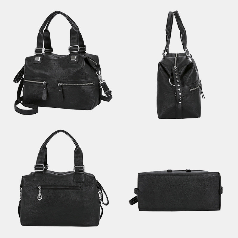 Large Capacity Durable Vintage Soft Leather Tote Bag