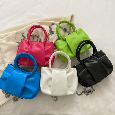 Crossbody Bag For Women Wrinkle Shape Mini Solid Color Handbag