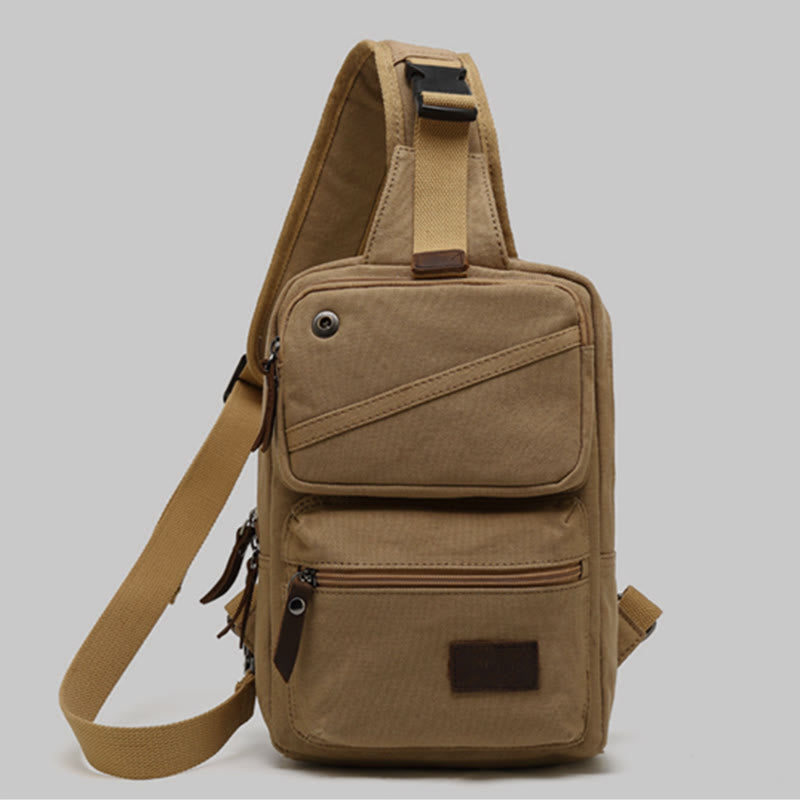 Sling Bag For Men Canvas Retro Sports Crossbody Chese Bag