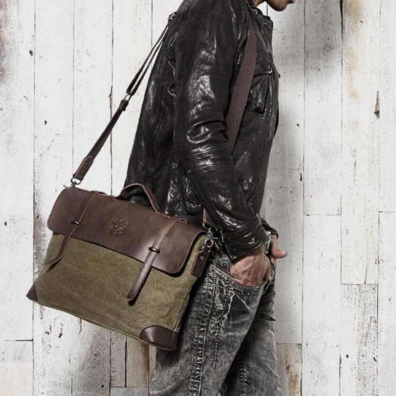 Messenger Bag For Men Canvas Casual Vintage Document Crossbody Handbag