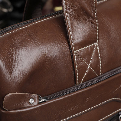Business Briefcase Messenger Bag For Men Genuine Leather Laptop Bag