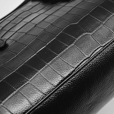 Elegant Handbag Pure Color Crocodile Print Leather Crossbody Bag