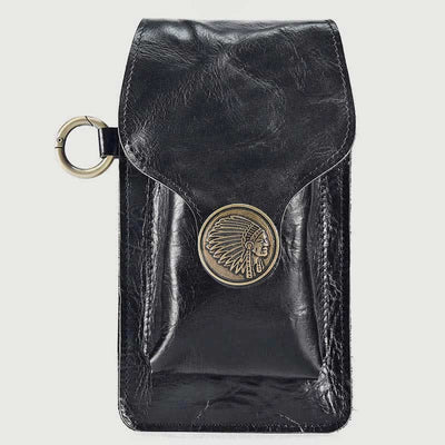 Vintage Leather Flip Phone Bag Belt Pouch with Cigarette Pocket - image 15
