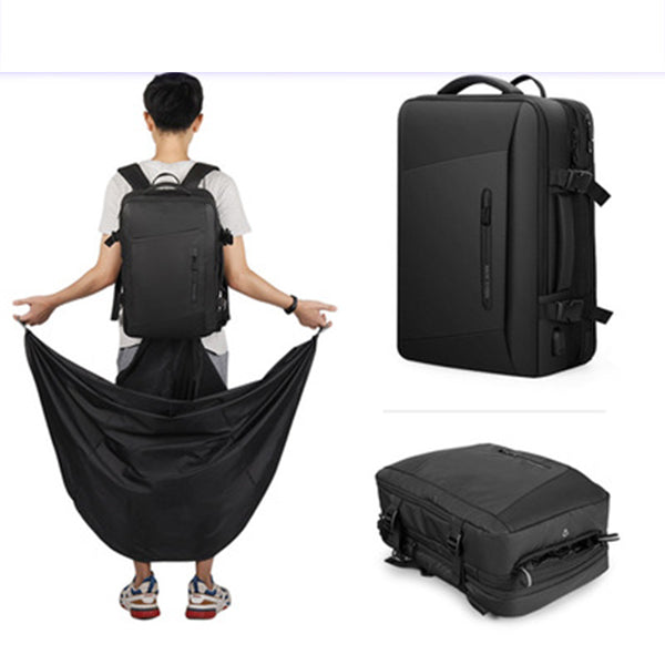 Expandable Capacity Multi-Layer Business Waterproof Backpack with Cloc ...