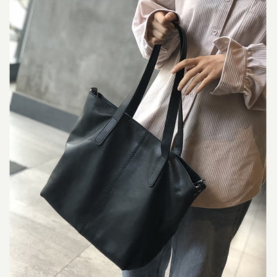 Genuine Leather Tote Bags for Women Casual Shoulder Purse with Crossbody Strap